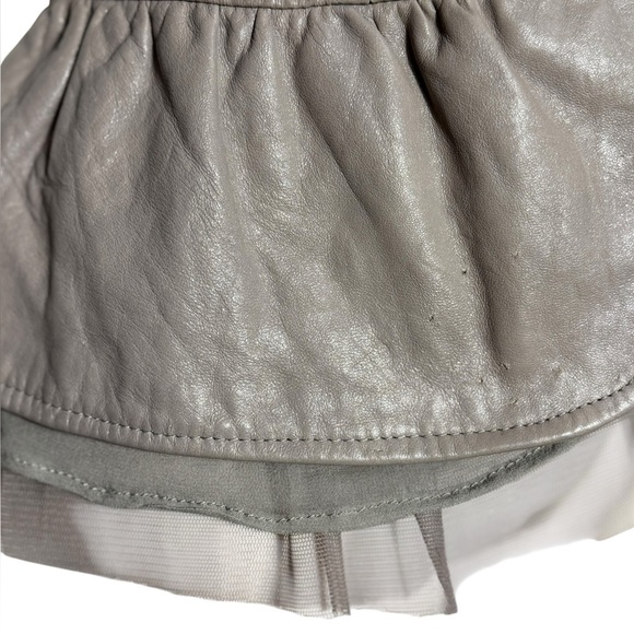 Twin Set Simona Barbieri Size small 100% Genuine Lamb Leather Beige/Gray jacket - Picture 5 of 17